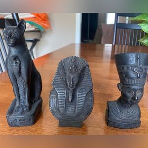 Egyptian Black Basalt Figurines - Set of 3